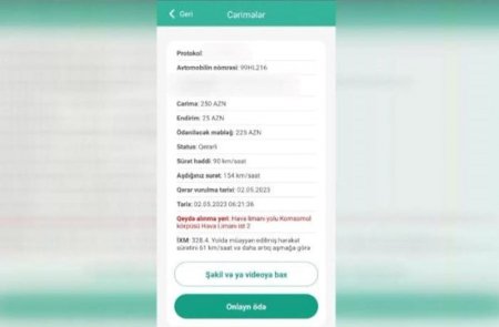 Sürəti 90 olan sürücüyə 250 AZN cərimə yazıldı – VİDEO