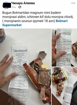 Bolmartdan alınan məhsul kifli çıxdı - 18 manata “Magnum” dondurması...