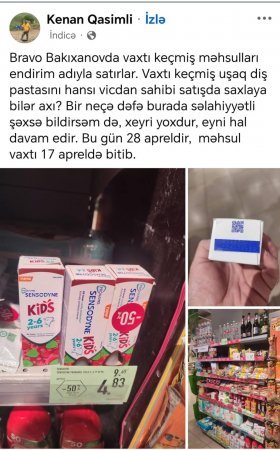 “Bravo” vaxtı keçmiş uşaq məhsullarını endirimlə satır